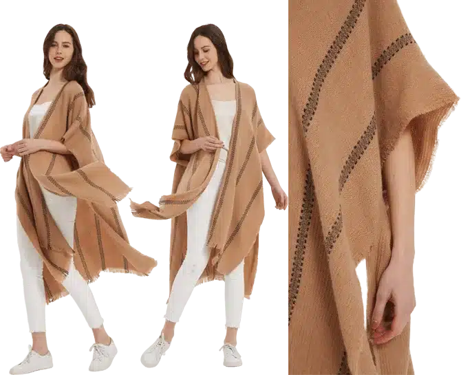 Pleating lurex poncho