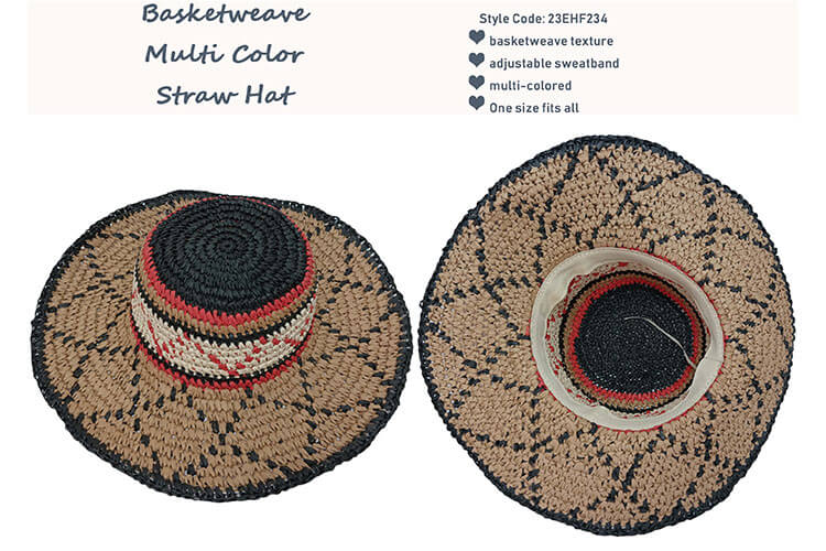 basketweave wide brim hat-straw hat factory maker