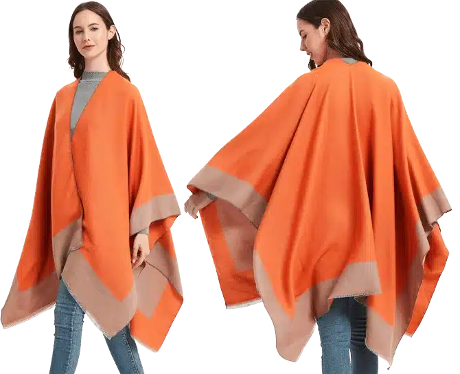 color-block poncho