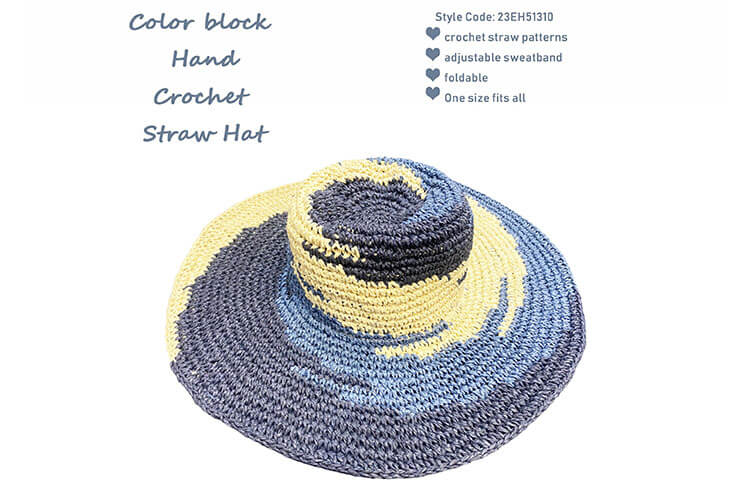 color block straw hat