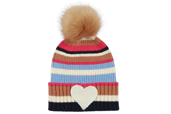 stripe heart patch beanies