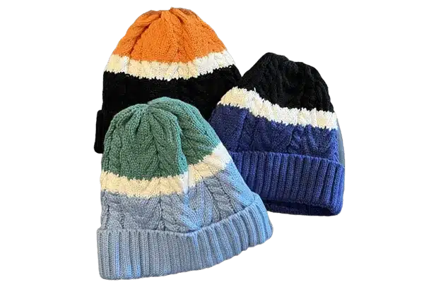 colorblock cable beanies