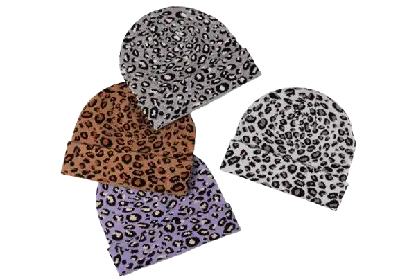 jacquard leopard beanies