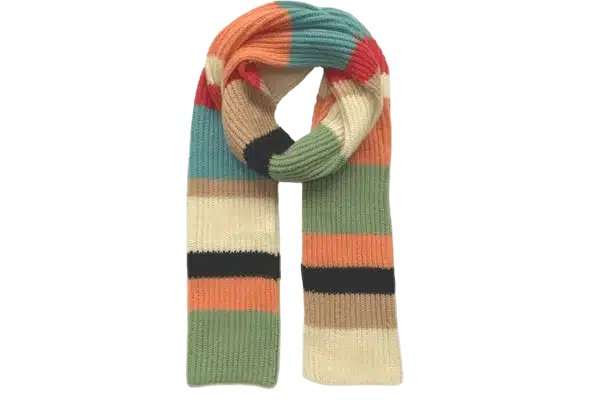 rainbow striped knit scarves