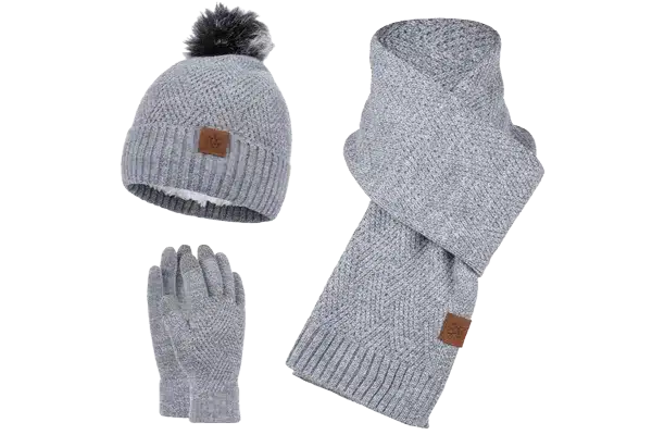 heather grey mens winter knit sets