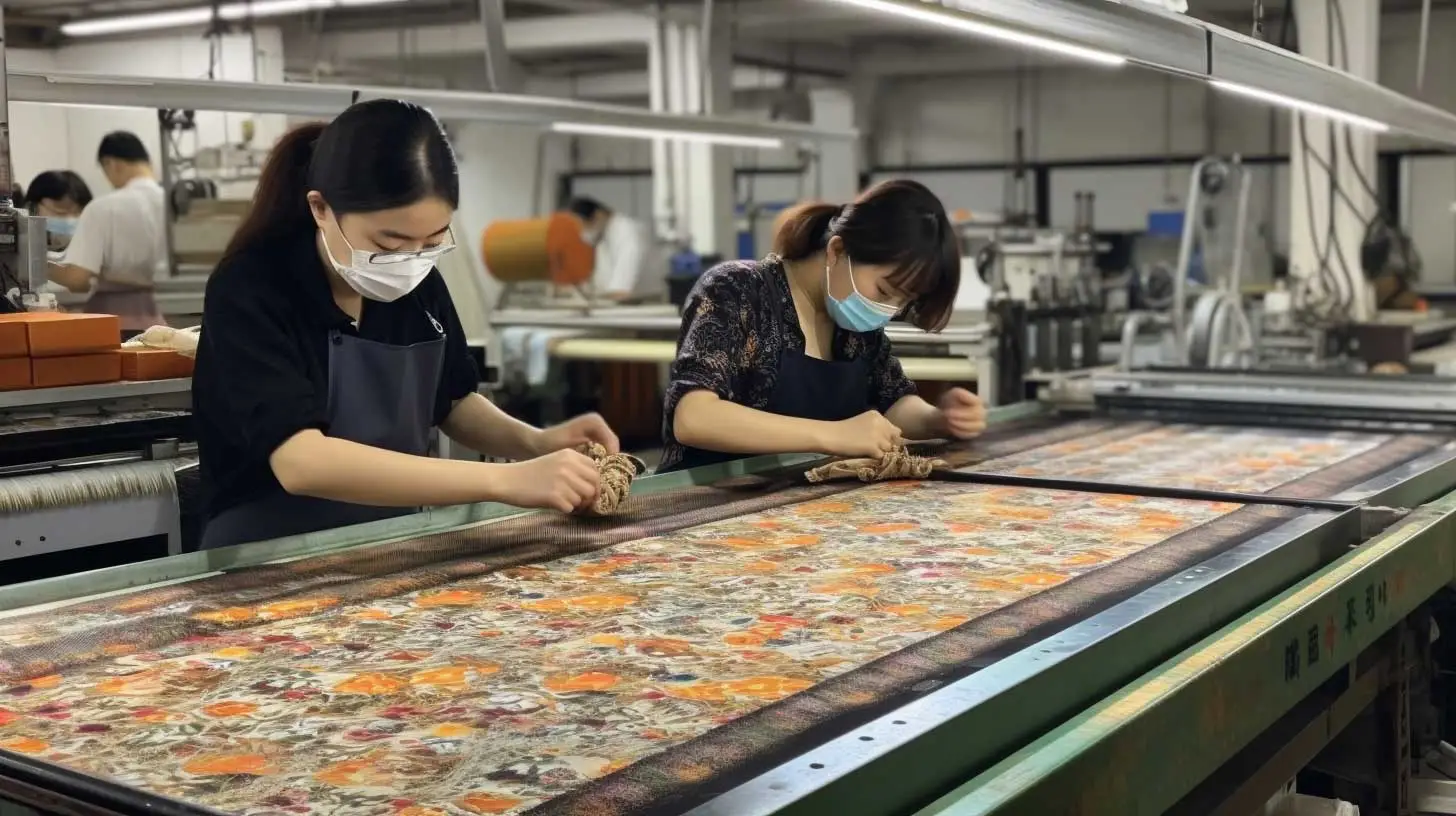 workers are doing intital inspection for the printed fabrics